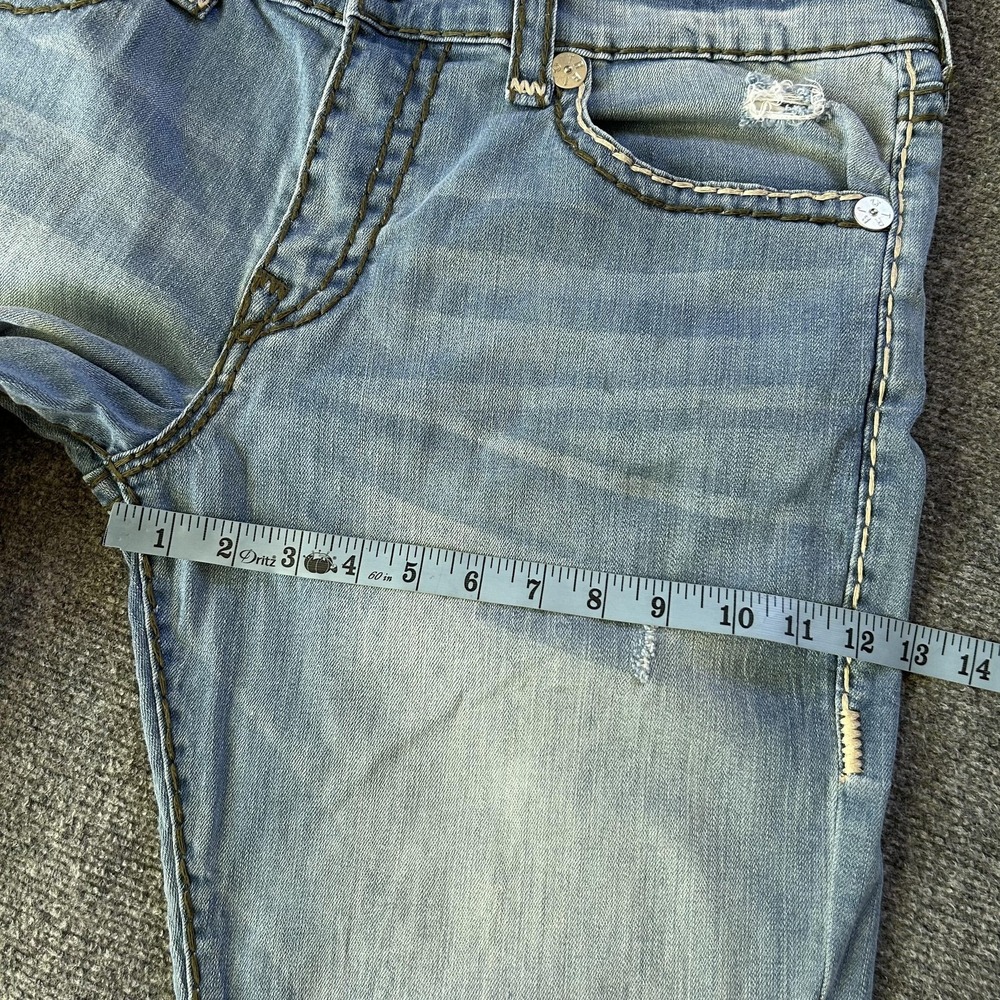 True Religion Ricky Relaxed Straight Jeans Mens 36x34 Blue Light Wash Distressed - Picture 13 of 16